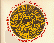 A circular Aztec Sun-calendar, with the symbols altered to 
represent Eva & Herman's 1987 milestones, 
printed in gold on a silver disk mounted on a white card. 
Red lettering saying 'All is calm, all is bright' surrounds the disc.