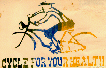 Same postcard with a guy in handlebar mustache & knickerbockers over the slogan 'Cycle for Your Health', but in color