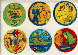 6 colorful discs arranged in two rows 
of three, dipicting events from our lives in 
calendar year 1991.