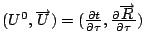 $(U^{0},\overrightarrow{U})=(\frac{\partial t}{\partial \tau },\frac{\partial \overrightarrow{R}}{\partial \tau })$