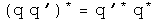 (q times q prime) conjugated first = q prime  conjugated first times q conjugated first