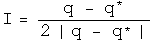 I = q - q conjugated over 2 the absolute value of q - q conjugated