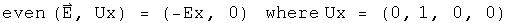 {E, Ux} = (-Ex, 0)   where Ux = (0, 1, 0, 0)