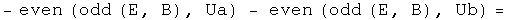 - even(odd(E, B), Ua) - even(odd(E, B), Ub)) over 4pi =