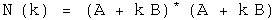 N(k) = (A + k B)conjugated time (A + k B)