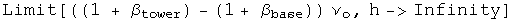 In the limit as h goes to infinity of nu prime tower - nu prime base =