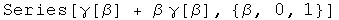 A series expansion for nu prime on the variable beta around 0 = 