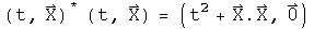 (t, X) conjugated times (t, X) = (t squared +X dot X, 0)