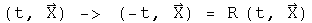 (t, X) goes to (-t, X) = R times (t, X)